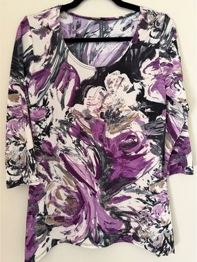 S/M Bleeker & McDougal abstract stretch top